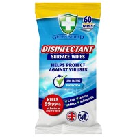 GREEN SHIELD DISINFECTANT SURFACE dezinfekuojančios drėgnos valymo servetėlės 60 vnt